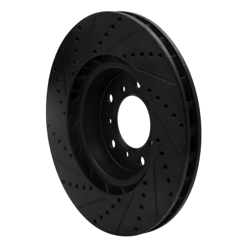 BMW M3 Brake Rotor (1) - Left Front - R1 Concepts - Drilled & Slotted - Black - `01-`06